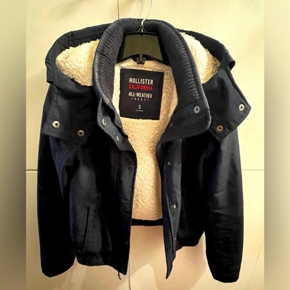 Hollister California ALL-WEATHER Blue Hooded Bomber Jacket. Size S - Picture 6 of 6